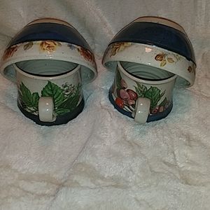Vintage 2 cups 2 bowls Set Hand Embellished '97